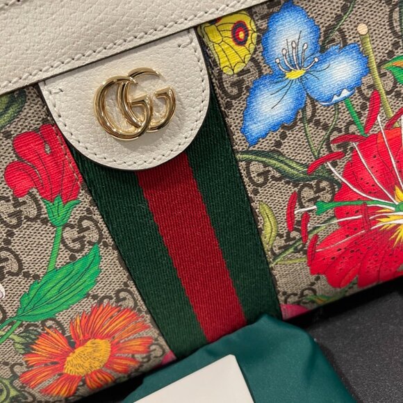 Gucci Ophidia Chain Shoulder Bag Flora GG Coated Canvas Small (160878) - Picture 3 of 8